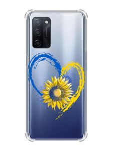 Чохол з потовщеними кутами на Oppo A55 :: Серце з соняхом. Україна (принт 260)