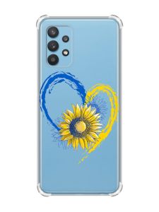 Чохол з потовщеними кутами на Samsung Galaxy A32 :: Серце з соняхом. Україна (принт 260)
