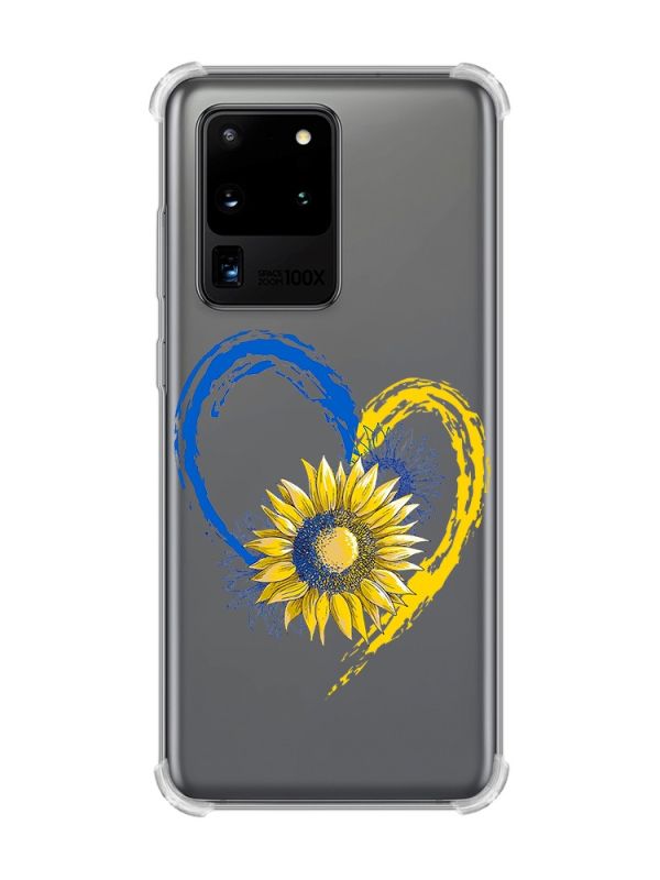 Чохол з потовщеними кутами на Samsung Galaxy S20 Ultra :: Серце з соняхом. Україна (принт 260)