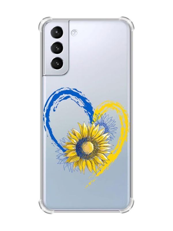 Чохол з потовщеними кутами на Samsung Galaxy S21 (G991) :: Серце з соняхом. Україна (принт 260)