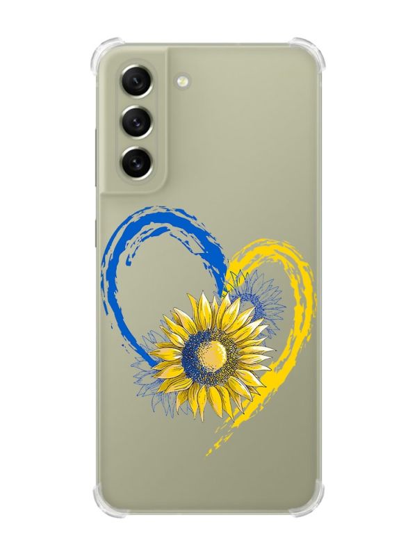 Чохол із потовщеними кутами на Samsung S21 FE :: Серце з соняхом. Україна (принт 260)