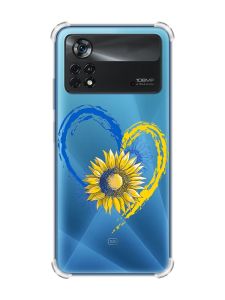 Чохол з потовщеними кутами на Xiaomi Poco X4 Pro 5G :: Серце з соняхом. Україна (принт 260)