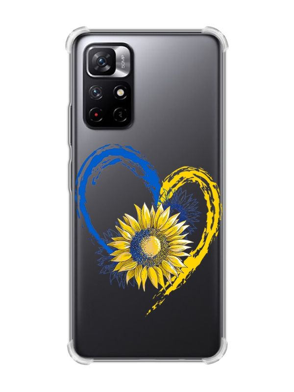 Чохол з потовщеними кутами на Xiaomi Redmi Note 11 5G :: Серце з соняхом. Україна (принт 260)