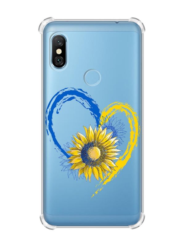 Чохол з потовщеними кутами на Xiaomi Redmi Note 6 Pro :: Серце з соняхом. Україна (принт 260)