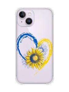 Чохол із потовщеними кутами на iPhone 14 :: Серце з соняхом. Україна (принт 260)