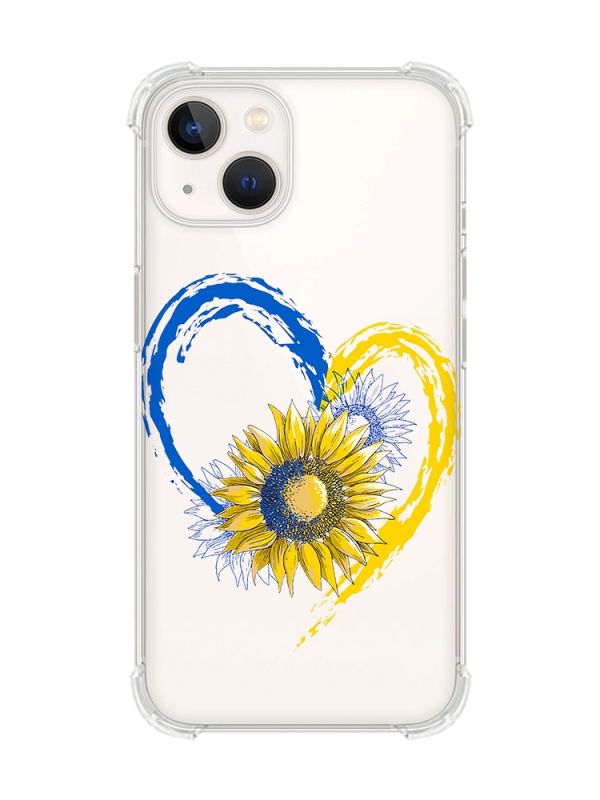 Чохол із потовщеними кутами на iPhone 14 Plus :: Серце з соняхом. Україна (принт 260)