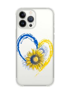 Чохол із потовщеними кутами на iPhone 14 Pro Max :: Серце з соняхом. Україна (принт 260)