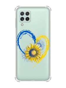 Чохол з потовщеними кутами на Samsung Galaxy A22 4G/M32/M22 :: Серце з соняхом. Україна (принт 260)