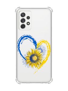 Чохол з потовщеними кутами на Samsung Galaxy A72 :: Серце з соняхом. Україна (принт 260)