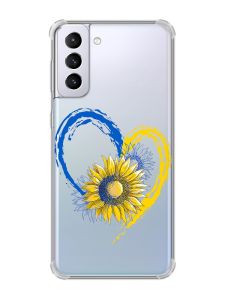 Чохол з потовщеними кутами на Samsung Galaxy S21 Plus :: Серце з соняхом. Україна (принт 260)