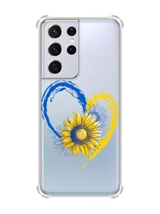 Чохол з потовщеними кутами на Samsung Galaxy S21 Ultra :: Серце з соняхом. Україна (принт 260)