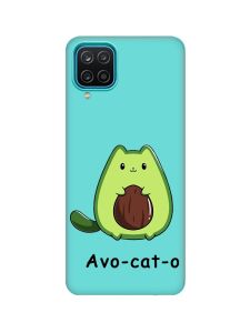 Матовий бірюзовий чохол на Samsung Galaxy A12 :: Котик Авокадо (принт 306)