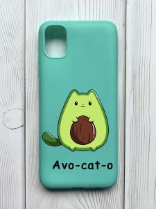 Матовий бірюзовий чохол на Samsung Galaxy A04E / A042 :: Котик Авокадо (принт 306)