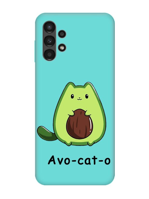 Матовий бірюзовий чохол на Samsung Galaxy A13 4G :: Котик Авокадо (принт 306)