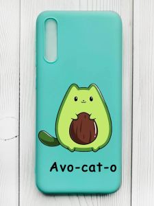 Матовий бірюзовий чохол на Samsung Galaxy А50 (2019) А505F :: Котик Авокадо (принт 306)