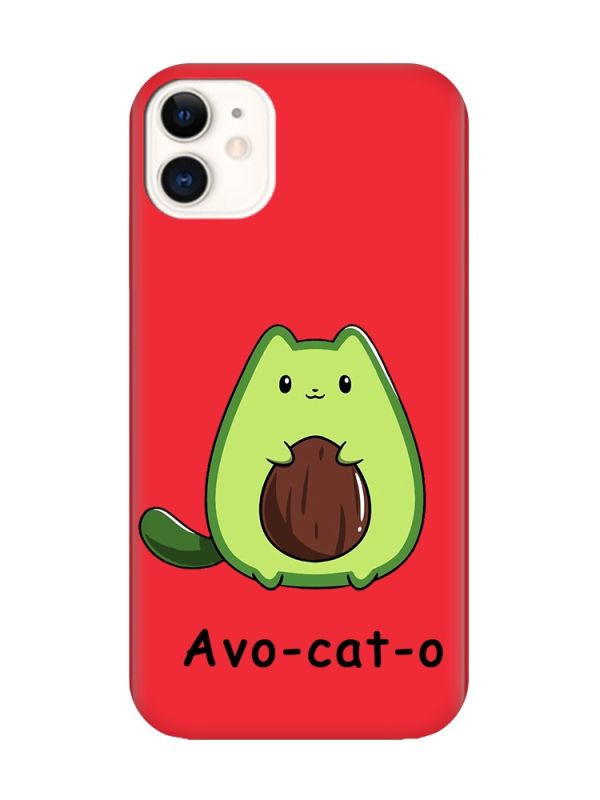 Матовий червоний чохол на Apple iPhone 11 (6.1) :: Котик Авокадо (принт 306)