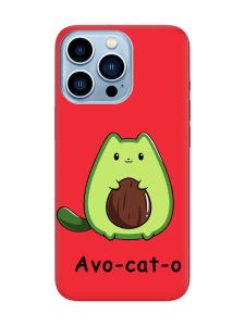 Матовий червоний чохол на Apple iPhone 13 Pro Max :: Котик Авокадо (принт 306)