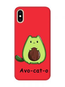 Матовий червоний чохол на iPhone XS MAX :: Котик Авокадо (принт 306)