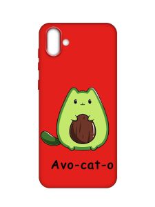Матовий червоний чохол на Samsung Galaxy A04 :: Котик Авокадо (принт 306)