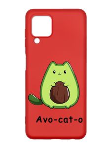 Матовий червоний чохол на Samsung Galaxy A22 4G/M32/M22 :: Котик Авокадо (принт 306)