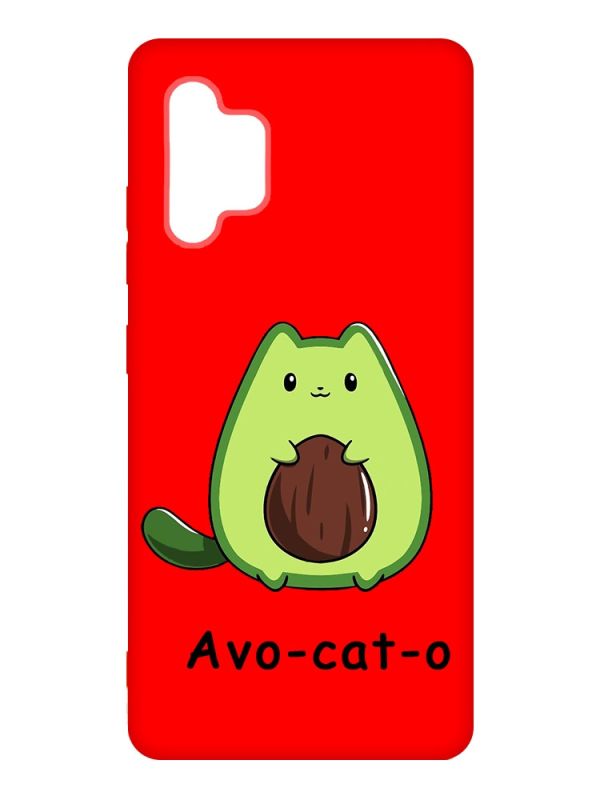 Матовий червоний чохол на Samsung Galaxy A32 :: Котик Авокадо (принт 306)