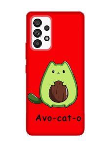 Матовий червоний чохол на Samsung Galaxy A53 4G/5G :: Котик Авокадо (принт 306)