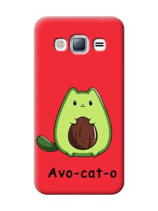 Матовий червоний чохол на Samsung Galaxy J3 / J310 :: Котик Авокадо (принт 306)