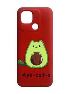 Матовий червоний чохол на Xiaomi Redmi 10C :: Котик Авокадо (принт 306)