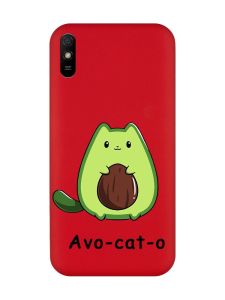 Матовий червоний чохол на Xiaomi Redmi 9A :: Котик Авокадо (принт 306)