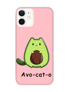 Матовий рожевий чохол на Apple iPhone 12 / 12 Pro (6.1) :: Котик Авокадо (принт 306)
