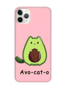 Матовий рожевий чохол на iPhone 11 Pro (5.8) :: Котик Авокадо (принт 306)