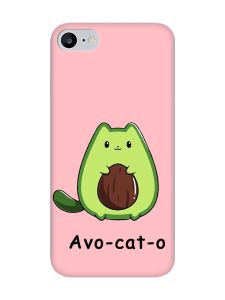 Матовий рожевий чохол на iPhone 7 / 8 :: Котик Авокадо (принт 306)