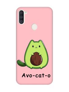 Матовий рожевий чохол на Samsung Galaxy A11 :: Котик Авокадо (принт 306)