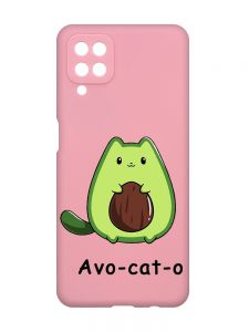 Матовий рожевий чохол на Samsung Galaxy A12 :: Котик Авокадо (принт 306)