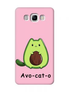Матовий рожевий чохол на Samsung Galaxy J7(2016) J710 :: Котик Авокадо (принт 306)