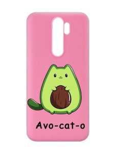 Матовий рожевий чохол на Xiaomi Redmi Note 8 Pro :: Котик Авокадо (принт 306)