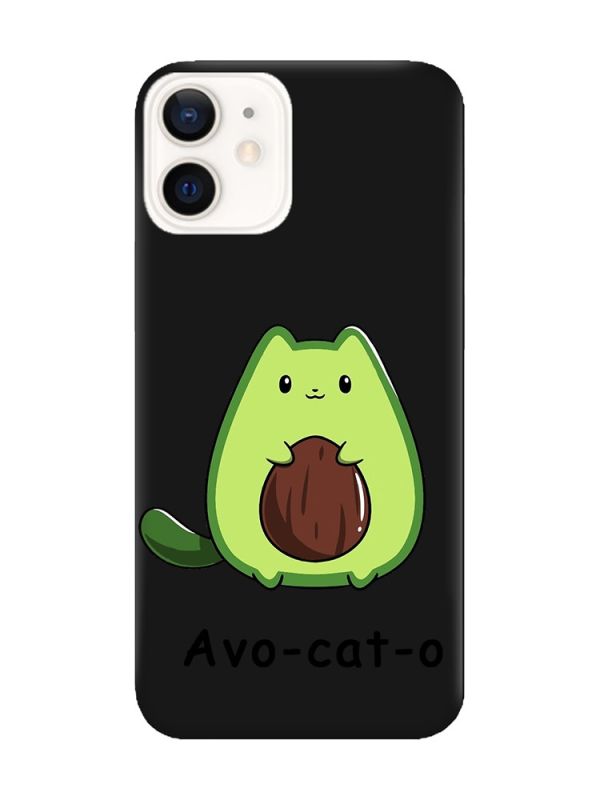 Матовий чорний чохол на Apple iPhone 12 / 12 Pro (6.1) :: Котик Авокадо (принт 306)