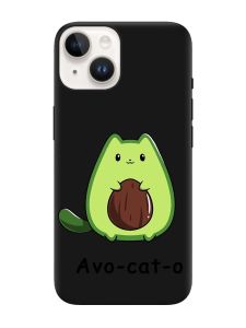Матовий чорний чохол на Apple iPhone 14 :: Котик Авокадо (принт 306)
