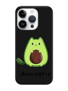 Матовий чорний чохол на Apple iPhone 14 Pro :: Котик Авокадо (принт 306)