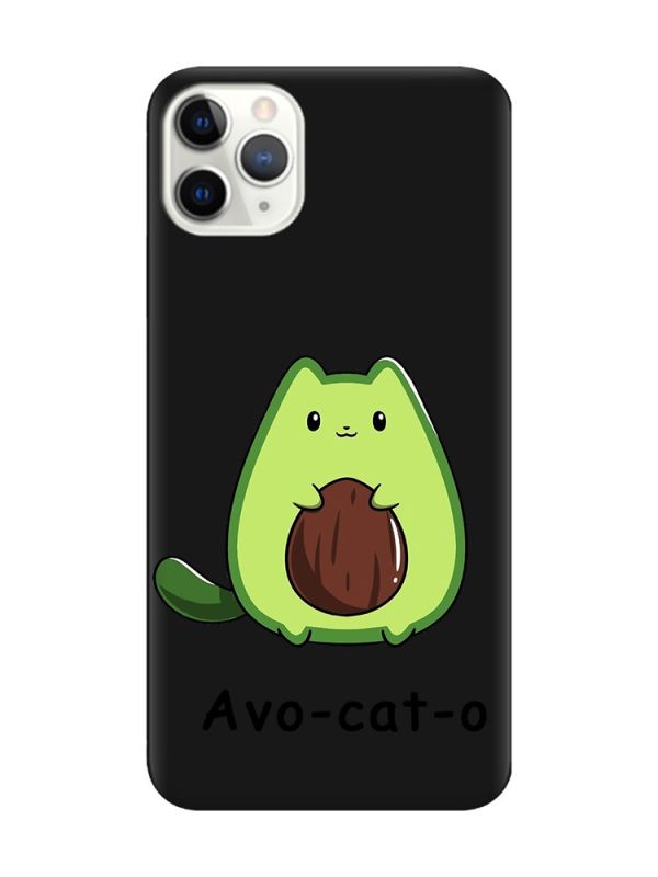 Матовий чорний чохол на iPhone 11 Pro Max (6.5) :: Котик Авокадо (принт 306)