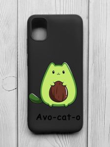 Матовий чорний чохол на Samsung Galaxy A04E/A042 :: Котик Авокадо (принт 306)