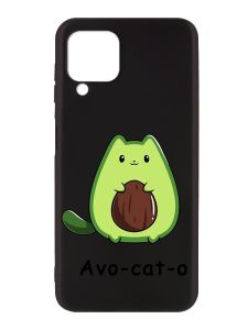 Матовий чорний чохол на Samsung Galaxy A12 :: Котик Авокадо (принт 306)
