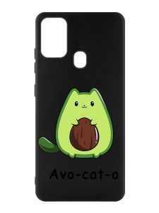 Матовий чорний чохол на Samsung Galaxy M30s/M21 :: Котик Авокадо (принт 306)