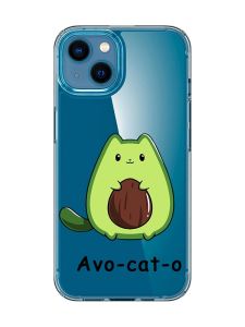 Прозорий чохол для iPhone 13 mini :: Котик Авокадо (принт 306)