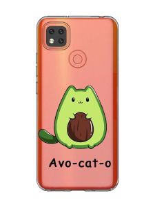 Прозорий чохол для Xiaomi Redmi 9C/10A :: Котик Авокадо (принт 306)