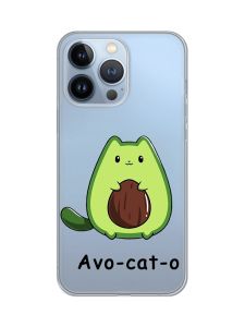 Прозорий чохол на Apple iPhone 13 Pro :: Котик Авокадо (принт 306)