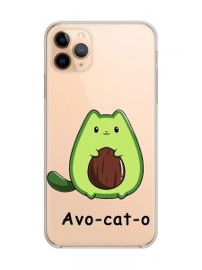 Прозорий чохол на iPhone 11 Pro Max (6,5) :: Котик Авокадо (принт 306)
