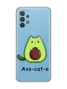 Прозорий чохол на Samsung Galaxy A32 :: Котик Авокадо (принт 306)