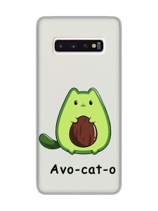 Прозорий чохол на Samsung Galaxy S10 :: Котик Авокадо (принт 306)