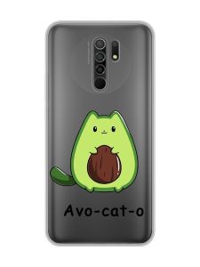 Прозорий чохол на Xiaomi Redmi 9 :: Котик Авокадо (принт 306)